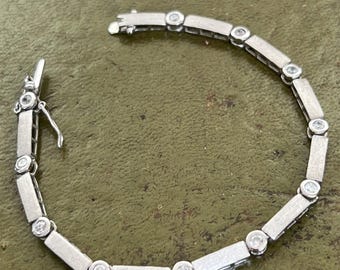 7インチ ヴィンテージ スターリングシルバーとガラスのブレスレット