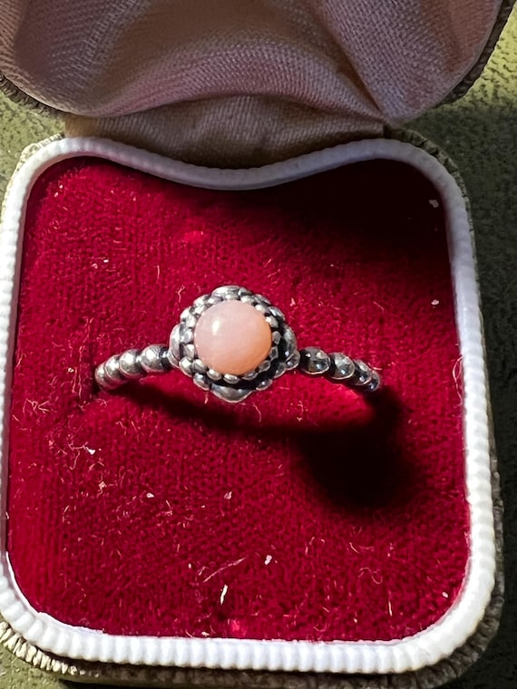 solid silver Pandora ring with birthstone size o - image 1