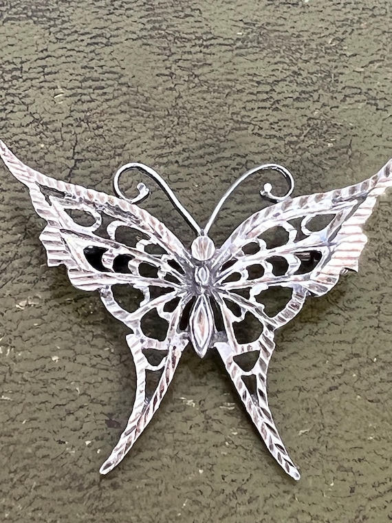 solid silver butterfly brooch - image 2