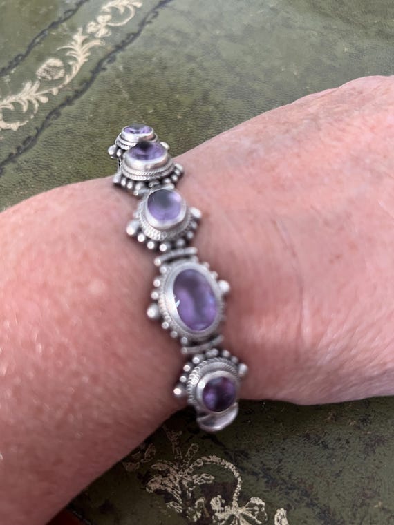 A solid silver amethyst bracelet - image 4