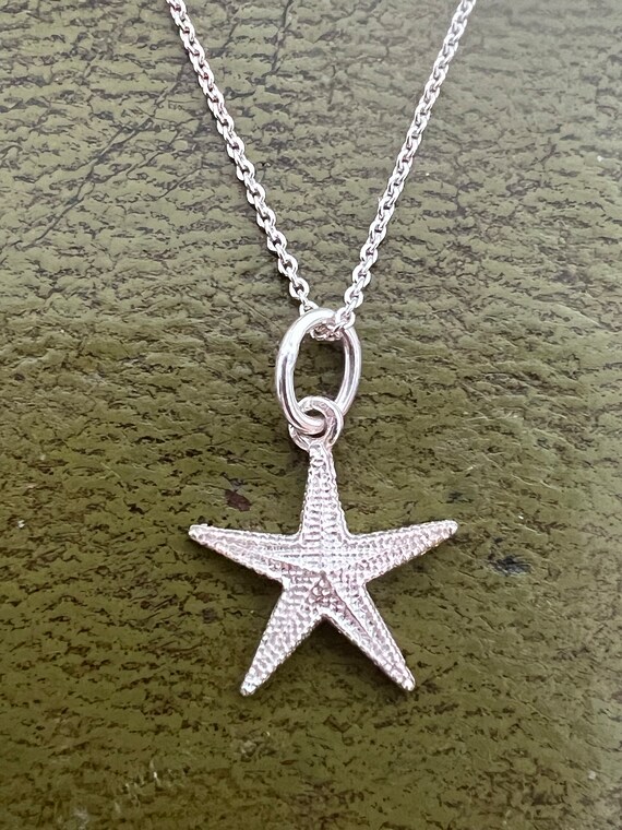 solid silver crystal star necklace - image 2