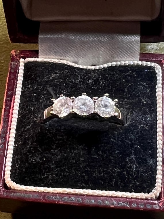 solid silver and crystal size O ring - image 1