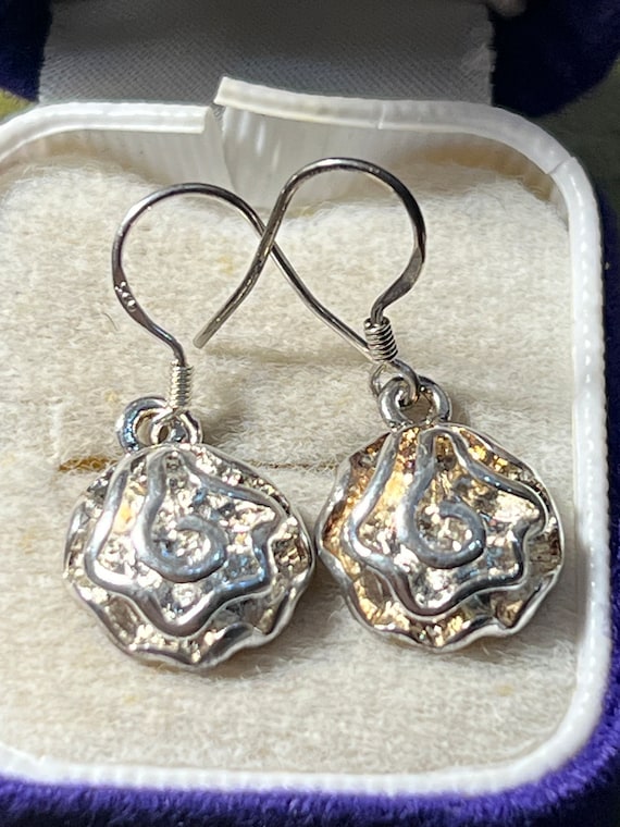 pretty solid silver drop earrings - image 3