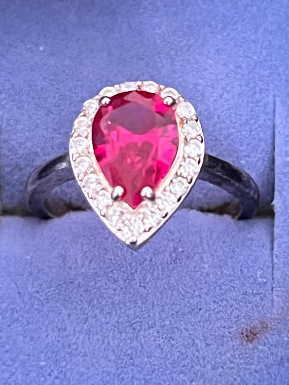 solid silver size O glass ring - image 1