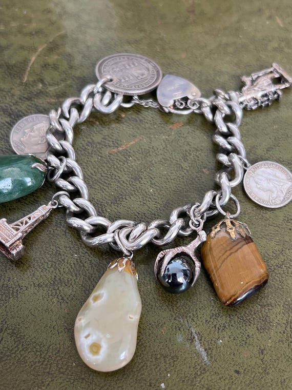 stunning Victorian solid silver charm bracelet wi… - image 2