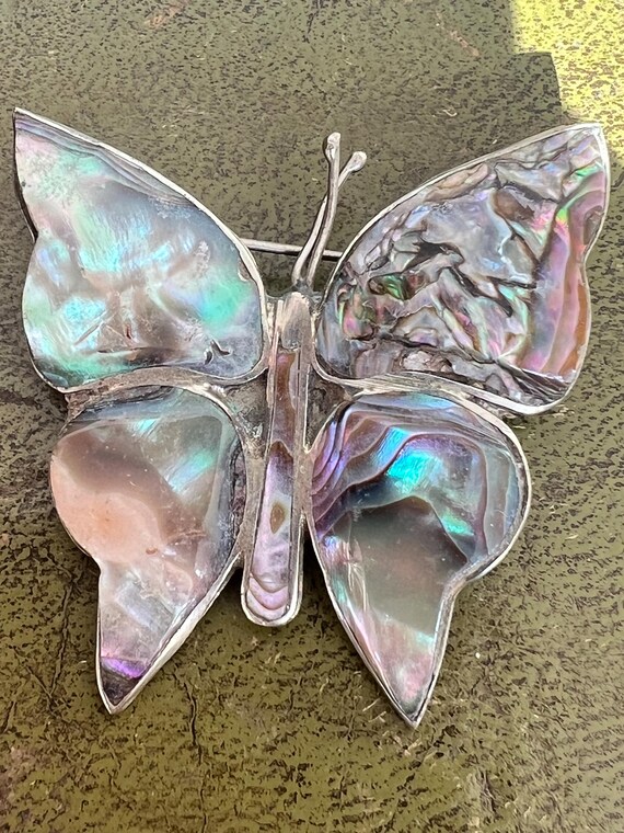 solid silver and abalone shell brooch - image 2