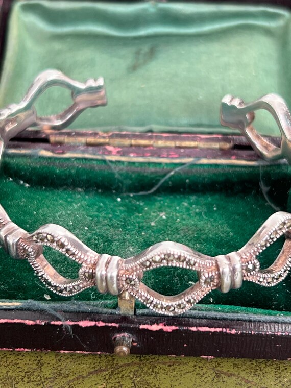 stunning solid silver and markesite bangle - image 4