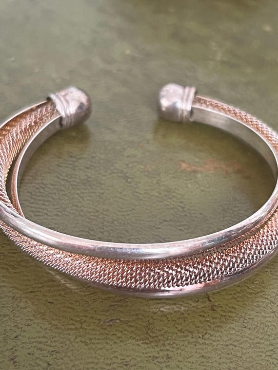 solid silver gilt stylish bangle - image 1