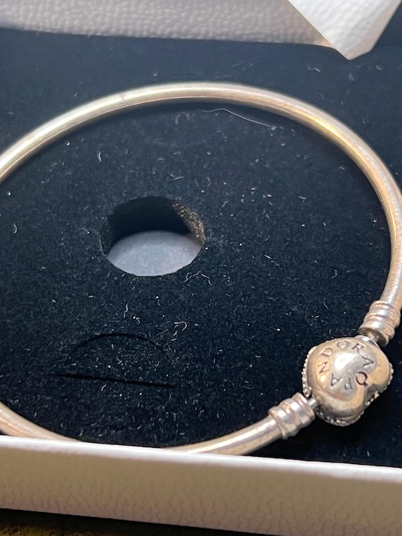 solid silver Pandora bangle boxed - image 2