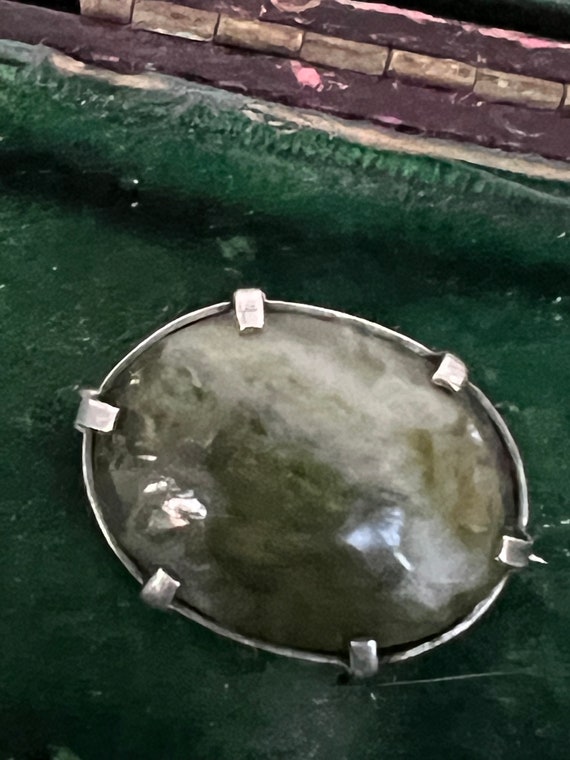 stunning solid silver and agate brooch - image 2