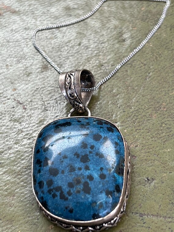 solid silver and agate pendant - image 1