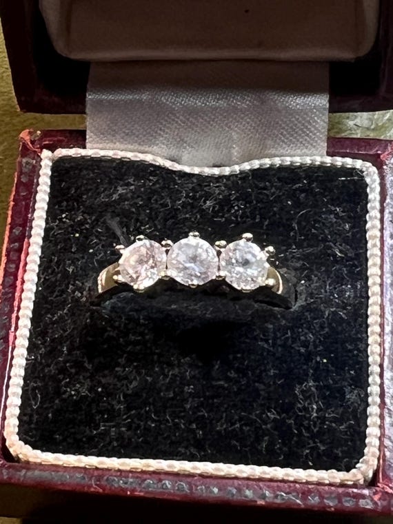 solid silver and crystal size O ring - image 2