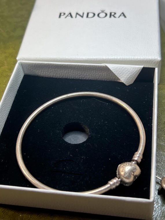 solid silver Pandora bangle boxed - image 1