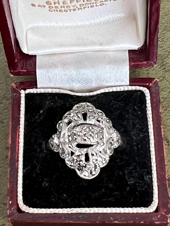 solid silver size M markesite ring - image 2