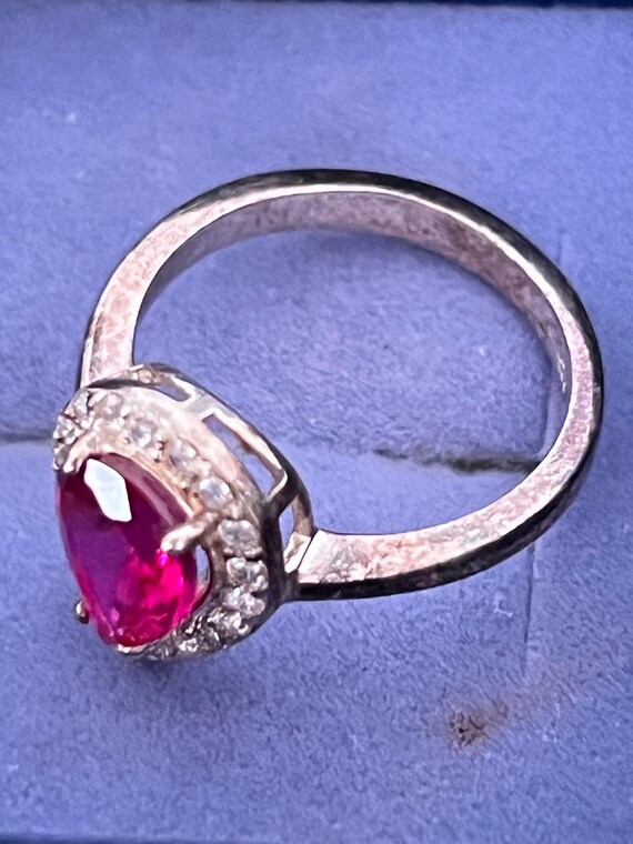 solid silver size O glass ring - image 3