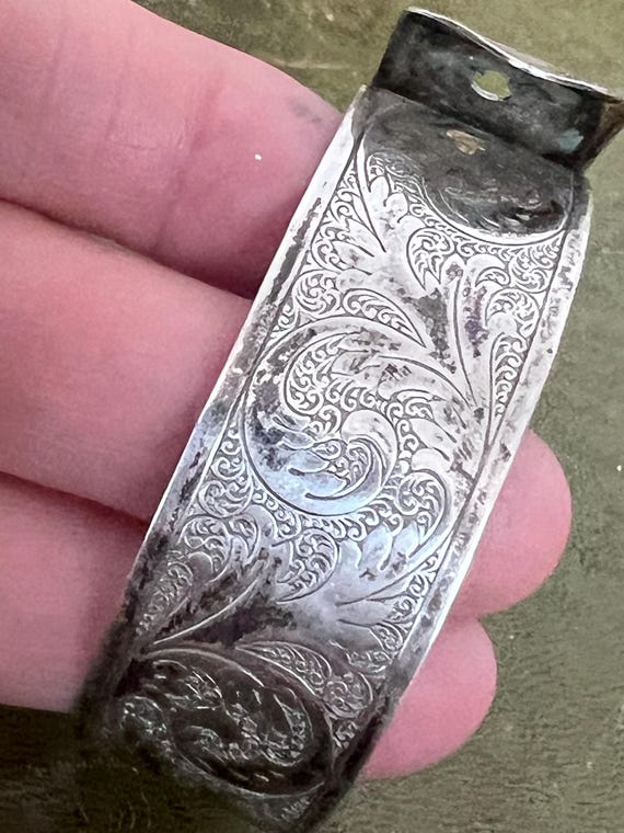 stunning solid silver stamped Charles Horner buck… - image 4