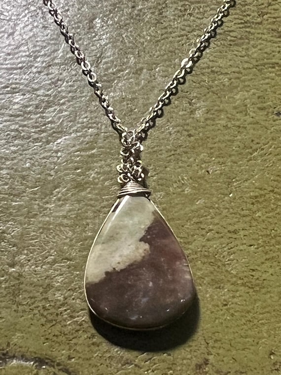 solid silver and agate pendant - image 1