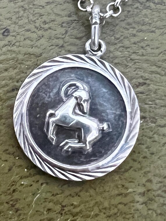 pretty solid silver zodiac pendant - image 2