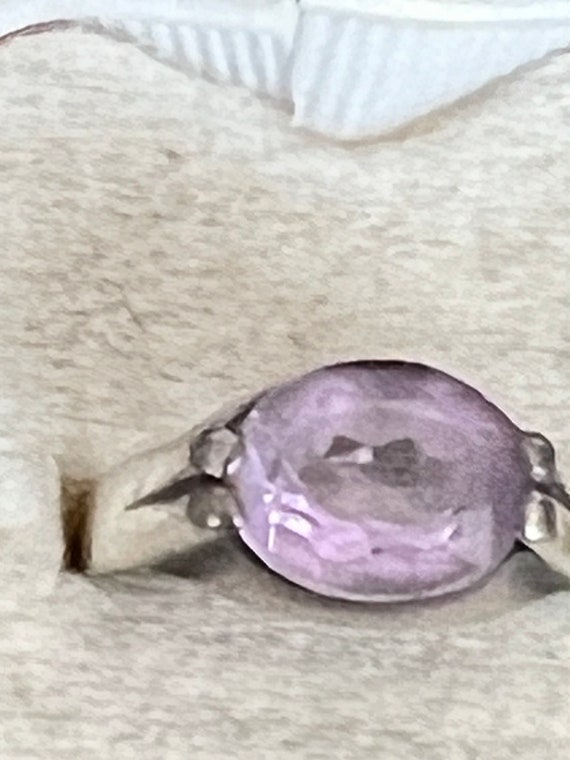 size N solid silver amethyst glass ring