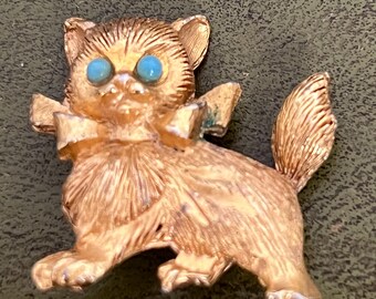 ターコイズブルーの目をしたかわいい金属製の猫 - Etsy 日本