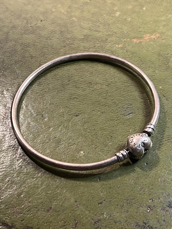 solid silver Pandora bangle boxed - image 4