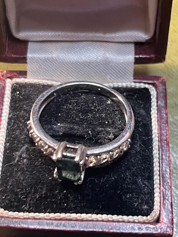 Size p solid silver glass ring - image 3