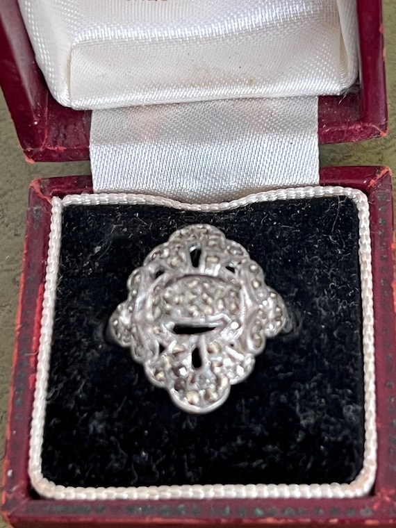 solid silver size M markesite ring - image 1