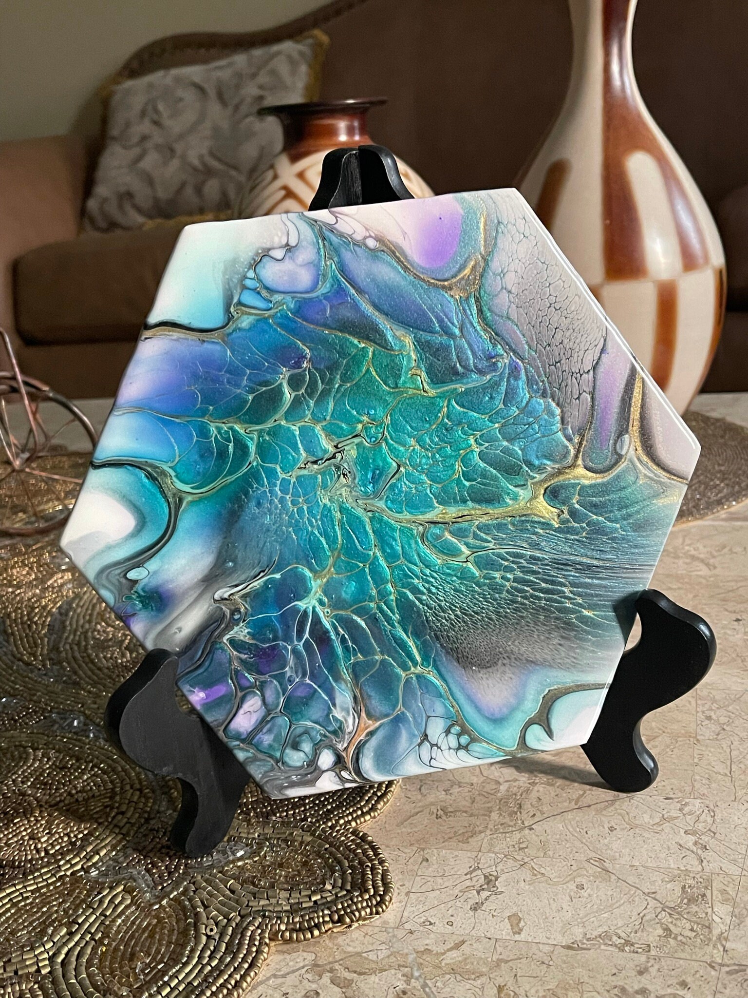 Acrylic paint with resin finish In a 7 by 8 Etsy