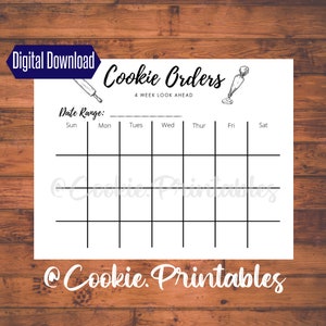 COOKIE PLANNER | Printable Cookie Order Tracker Planner, Letter Size, Instant Download, 4 Week Look Ahead