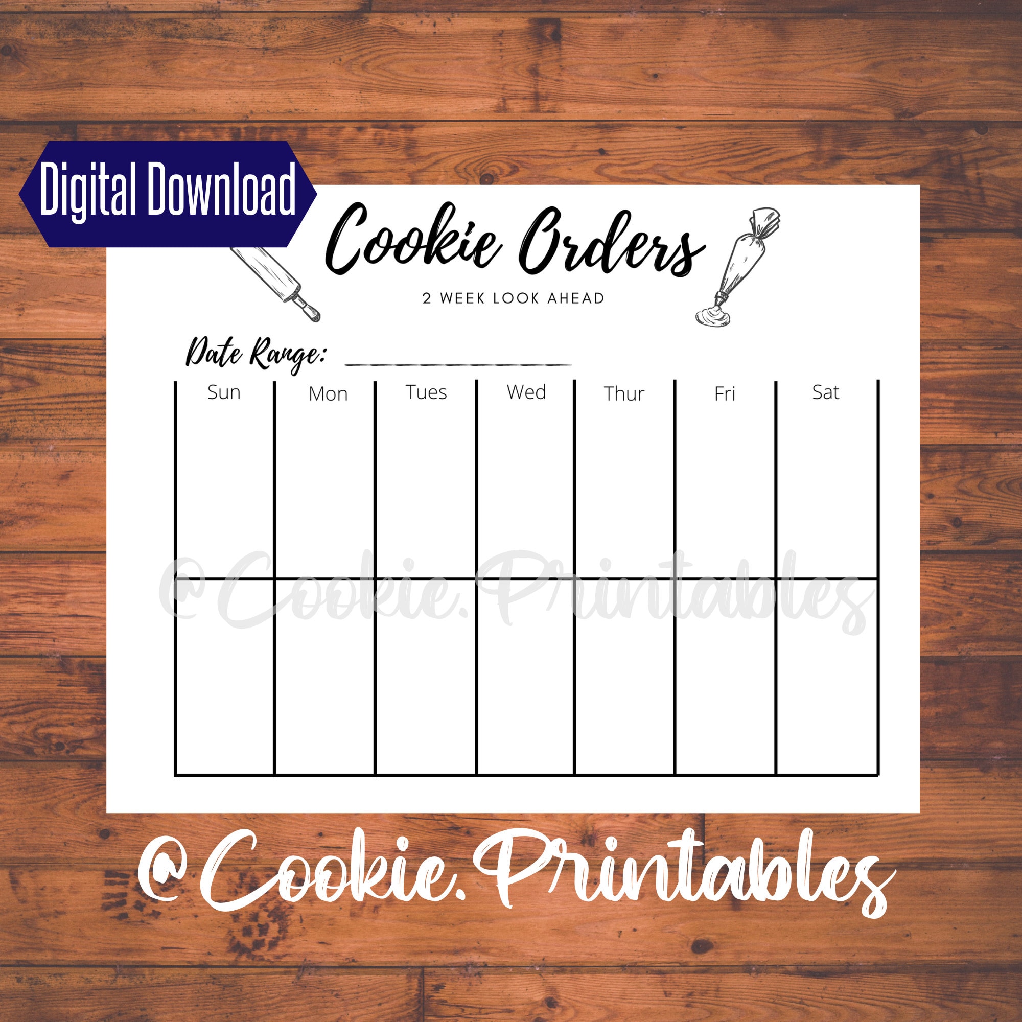 COOKIE PLANNER Printable Cookie Order Tracker Planner, Letter Size