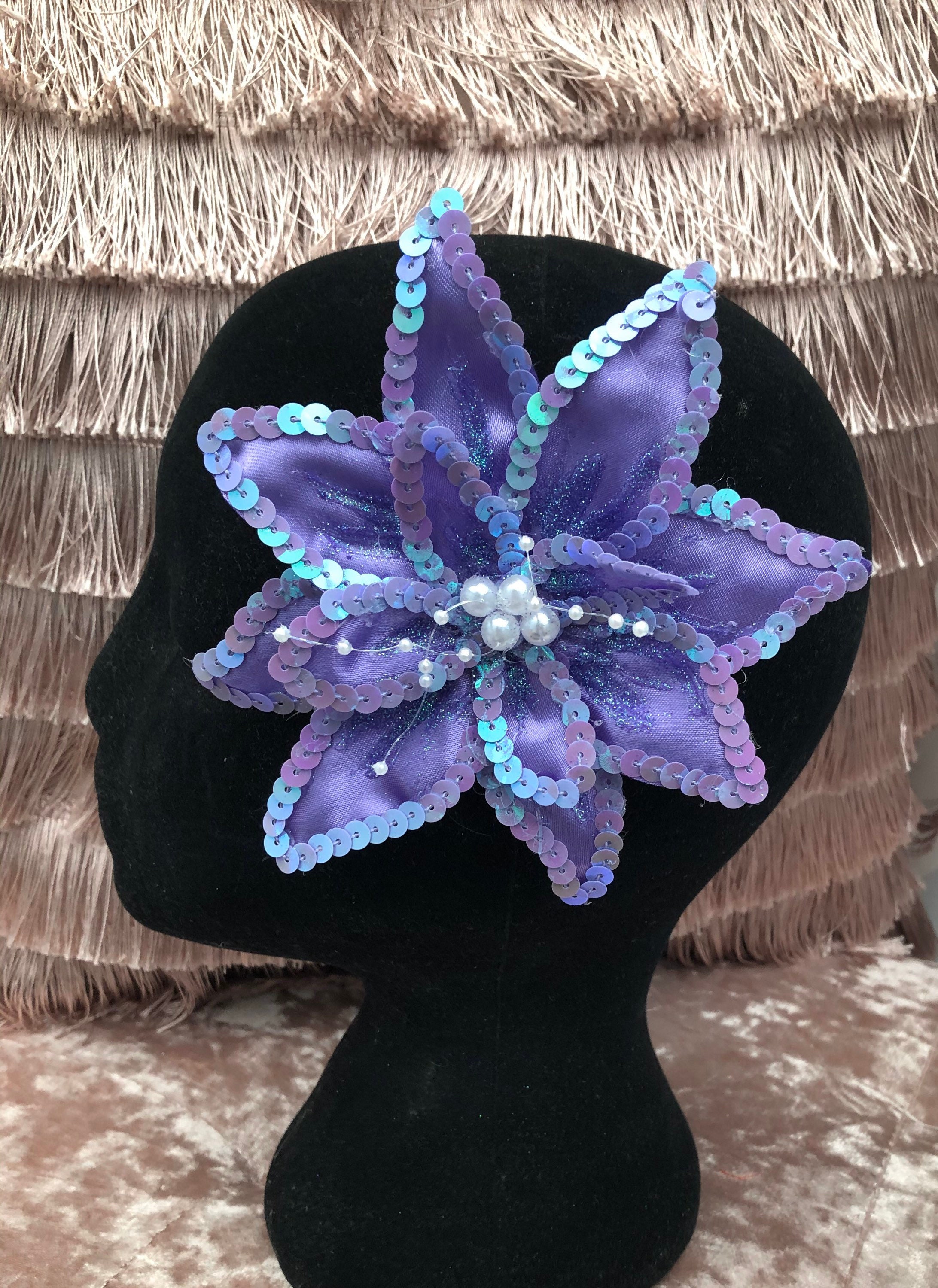 Ariel , purple flower hair clip