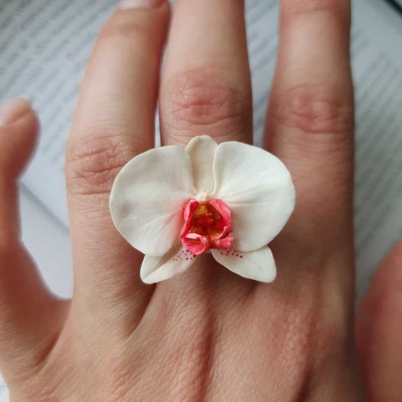 Orchid jewelry Fantasy ring.Elf ring Delicate floral gift Gentle Silver orchid ring