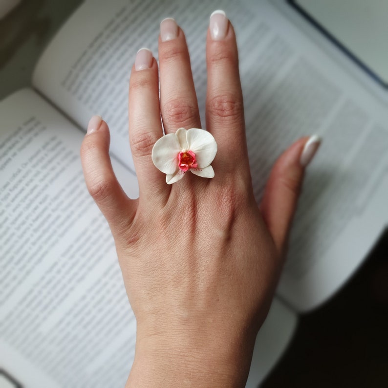 Orchid jewelry Fantasy ring.Elf ring Delicate floral gift Gentle Silver orchid ring