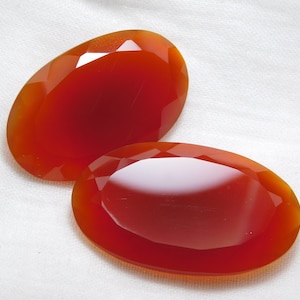 40 Carat Natural Carnelian Agate Cabochon: Oval Faceted Gemstone - 30x18 to 26x16 MM