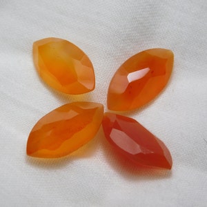 Carnelian Agate Gemstone: 14 Carat Marquise Cabochon (16x8 MM, 4 Piece Lot)
