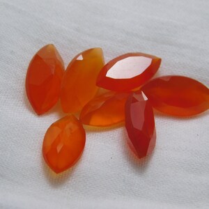 Carnelian Agate Gemstone: 12 Carat Marquise Cabochon (12x6 mm, 7 Piece Lot)