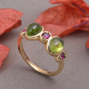 Bague péridot en laiton faite main : bague bohème accent améthyste