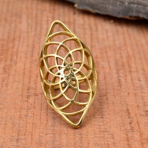 Flower of Life Ring, Gold Ring, Mandala Ring, Sacred Geometric Ring, Silver Seed of life Ring, Promise Ring, Handmade Ring, Gift For Her