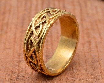 Handmade Brass Celtic Knot Ring, Unisex Band