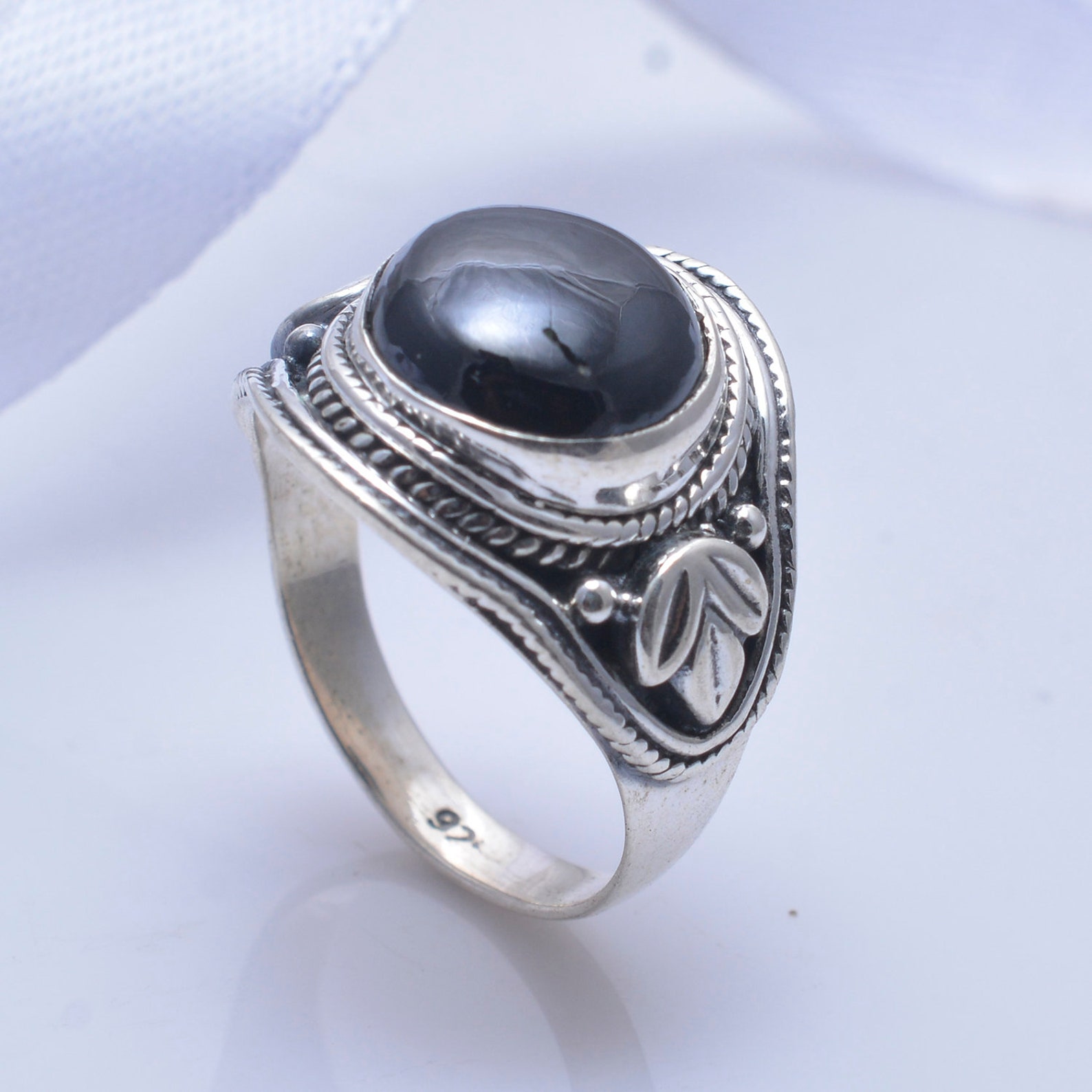 Black Obsidian Ring 925 Sterling Silver Ring Women Gift Etsy