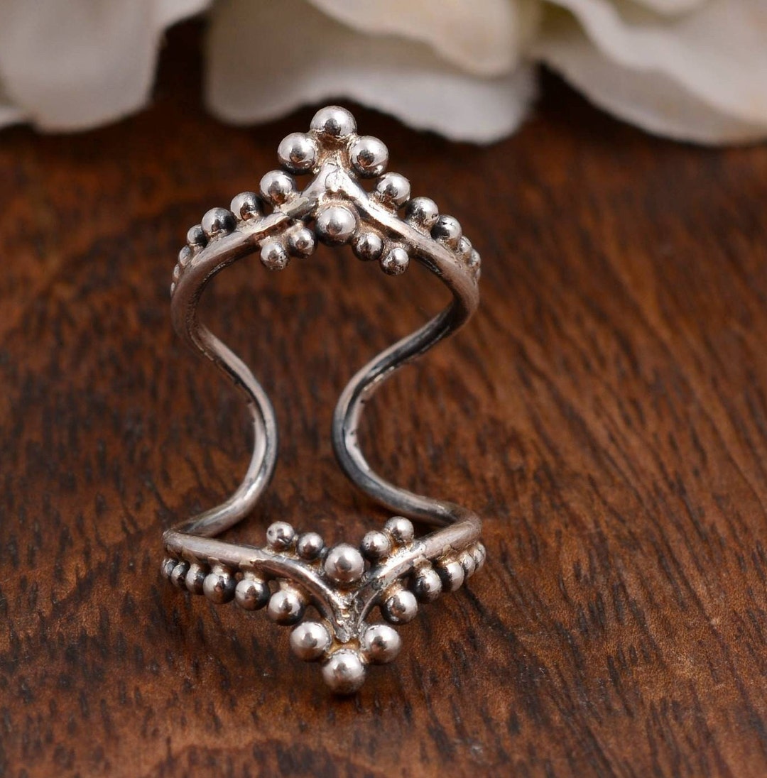 Crymystal Vintage Emaille Ring - Verstellbarer Bohemian Ring Mit Kristall