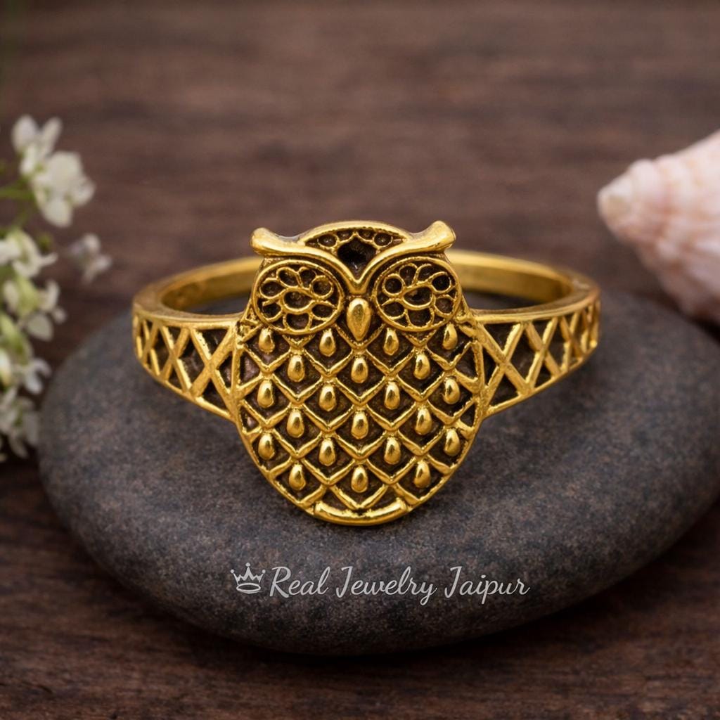 Brass Owl Ring, Minimalist Animal Ring, Brass Statement Jewelry, Cute Bird Ring, Handmade Gift for H