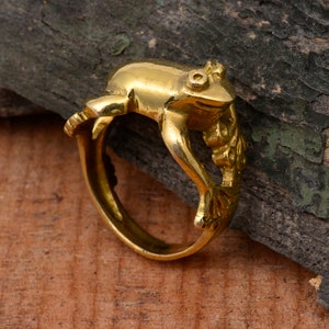 Frog Ring, Gold Frog Ring, Brass Frog Ring, Animals Jewelry, Boho Ring, Statement Ring, Tribal Ring, Dainty Ring, Gift For Her