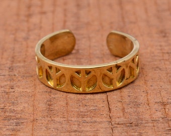 Gouden teenring, vrede gouden teenring, minimalistische sieraden, verstelbare teenring, midi ring, moederdagcadeau