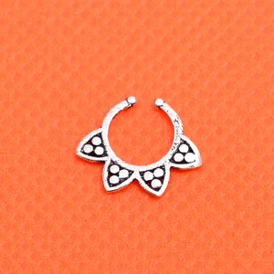 Septum Ring Sterling Silver 925 Septum Fake Septum Tribal Jewelery Indian Nose Ring  UK Delivery