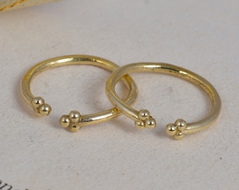 Par de anillos de dedo de oro para mujer, anillo de dedo abierto, anillo de dedo ajustable, anillo minimalista, anillo midi, anillo de dedo de banda, anillo de dedo con cuentas, anillo de punto