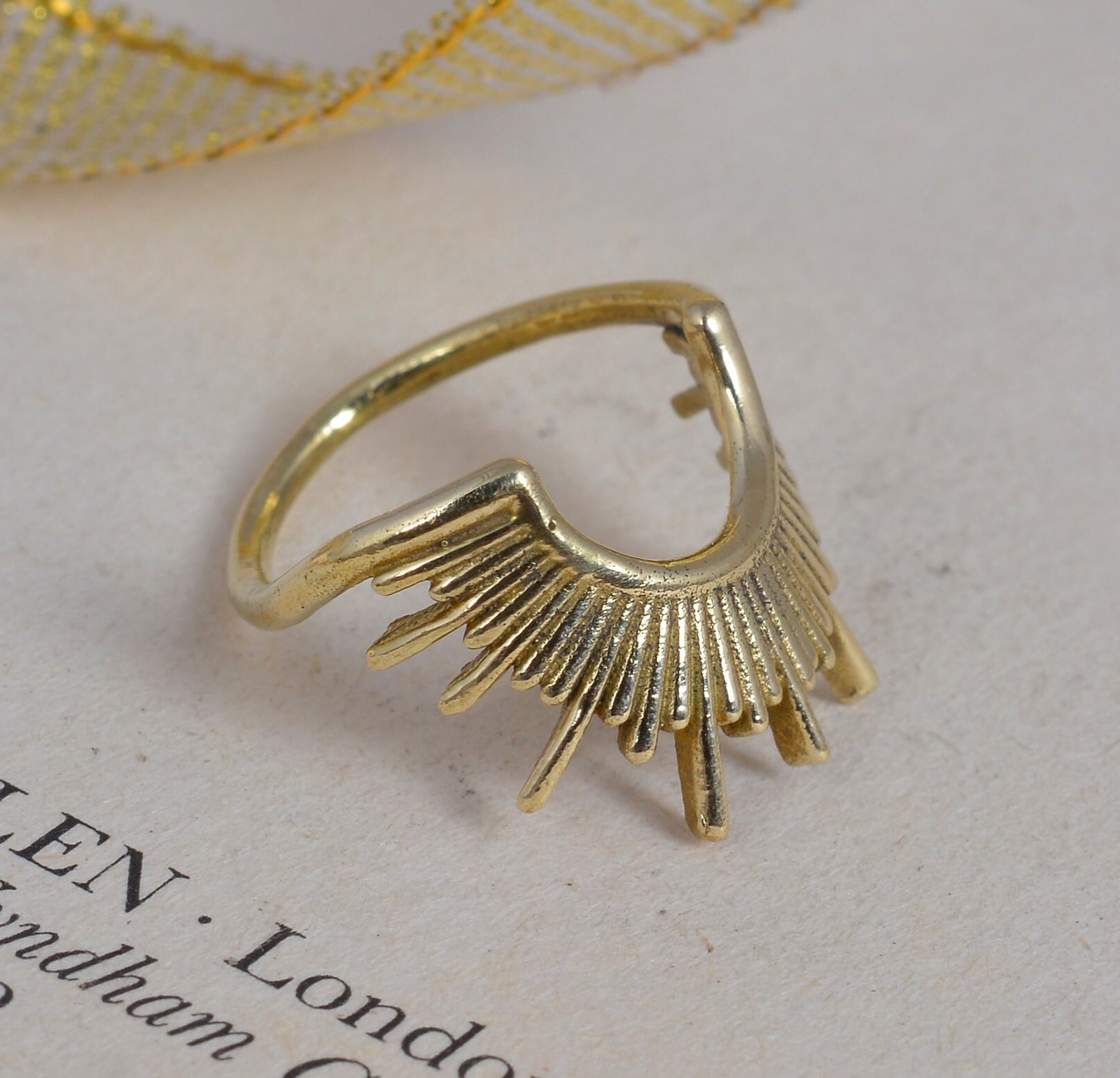 Handmade Brass Sunburst Ring | Boho Stacking Ring - Etsy