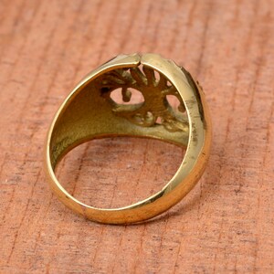 Tree of Life Statement Ring Gold, Nature Inspired Jewelry, Spiritual Ring, Handmade Brass Gift image 7