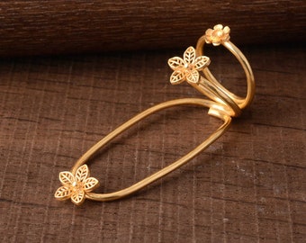 Brass Flower Splint Ring: Thumb & Knuckle Support