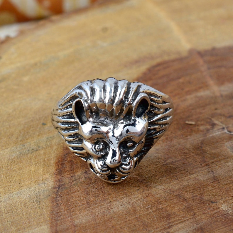 handmade ring husband gift ring 925 Sterling Silver lion ring best gift ring signet ring valentine ring unisex ring lion face ring